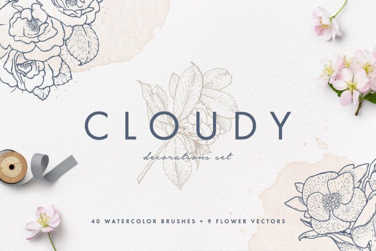 View Information about Cloudy Watercolor Decorations Set