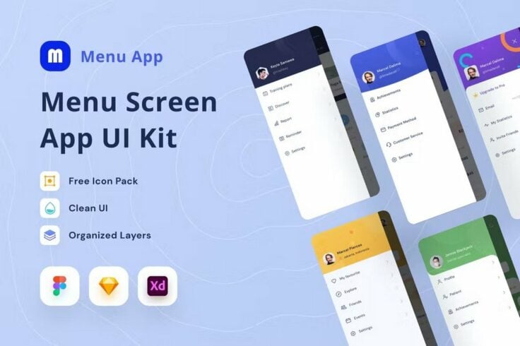 View Information about Menu Screen UI Kit Sketch Resources