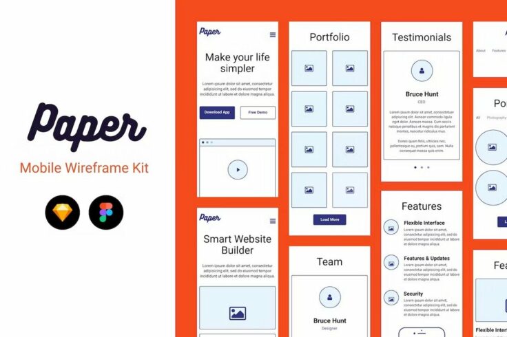 View Information about Paper Mobile Wireframe Kit for Figma