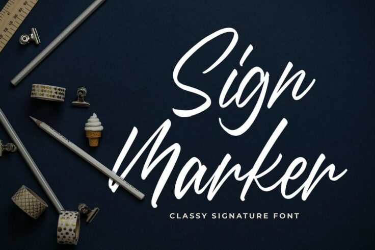 View Information about Sign Marker Signature Felt Marker Font