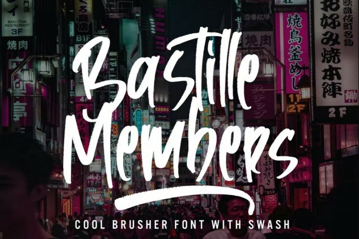 View Information about Bastille Members Brush Font With Swash