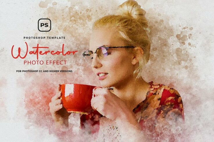 View Information about Watercolor Effect Photoshop Template PSD